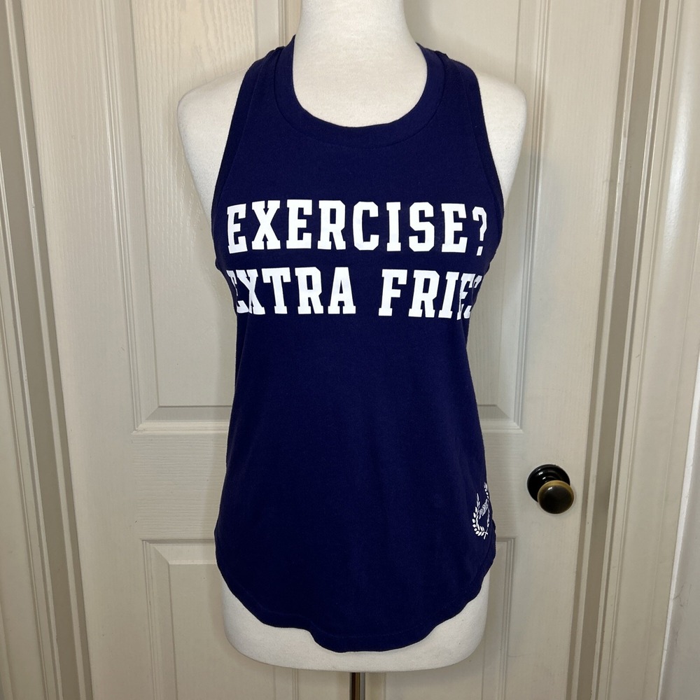 Pink navy blue racerback tank women's‎ size XS Exercise? Extra fries
